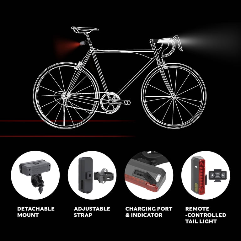 Swiss Tech Bicycle Light Set, 2000-Lumen Front & Rear photo 5