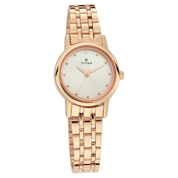 Titan Quartz Analog Silver Dial Stainless Steel Strap Watch for Women-NS2593WM01