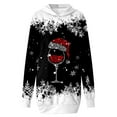 thumbnail image 5 of Telankuip Christmas Hoodies Dress for Women Long Sleeve Warm Comfy Red Print Long Sweatshirts Casual Light Merry Xmas Loose Soft Gradient Hooded Pullover Tops Black S, 5 of 6