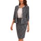 thumbnail image 4 of Conjunto de dos piezas de tweed para mujer INSPIRE CHIC, chaqueta de botones de manga 3/4 y falda lápiz, negro, talla L, 4 of 6