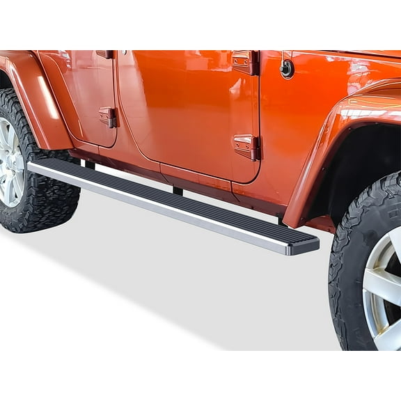 APS Running Boards 6 inches Compatible with Jeep Wrangler JK 2007-2018 4-Door (Factory sidesteps or rock rails have to be removed) (Nerf Bars Side Steps Side Bars)