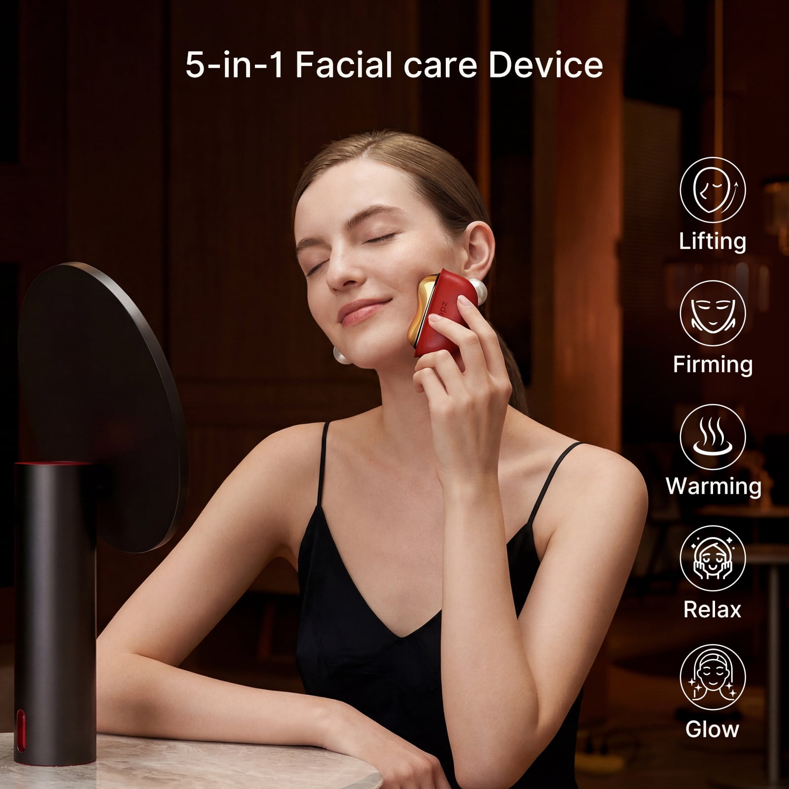 Zdeer LED Red Light Therapy Facial & Neck Massager – Heated Gua Sha Facial Sculpting Device with Vibration for Firming & Lifting, Perfect Christmas & Valentine’s Day Gift for Her