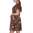 thumbnail image 2 of Balery Coffee and Flowers Vestidos sueltos de manga corta para mujer, vestidos de verano 2025, vestidos casuales de corte A con vuelo., 2 of 6