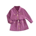 thumbnail image 5 of Odeerbi Kids Girls Two Pieces Cargo Skirt Set Lapel Collar Shirt High Waisted Skirt Set Fashion Solid Color Lapel Long Sleeve Short Skirt Suit Purple, 5 of 5