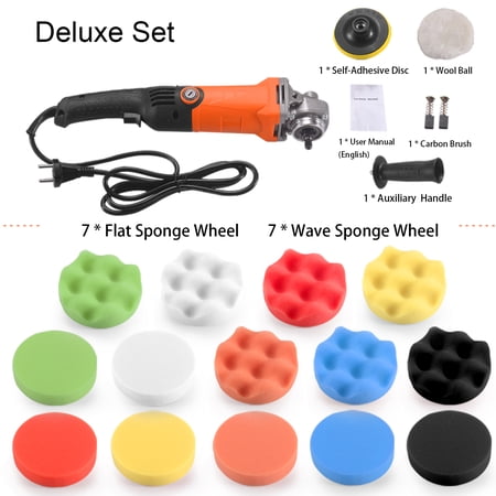 Yajisi 730W Car Polisher Set 6-Speed Variable 1300-11000 RPM Electric Scratch Remover Black/Orange