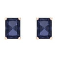 thumbnail image 3 of Clara Pucci 1Ct Blue Sapphire Emerald Cut VVS1 Screw Back Stud 14k Solid hypoallergenic Gold Designer Earrings For September, 3 of 7
