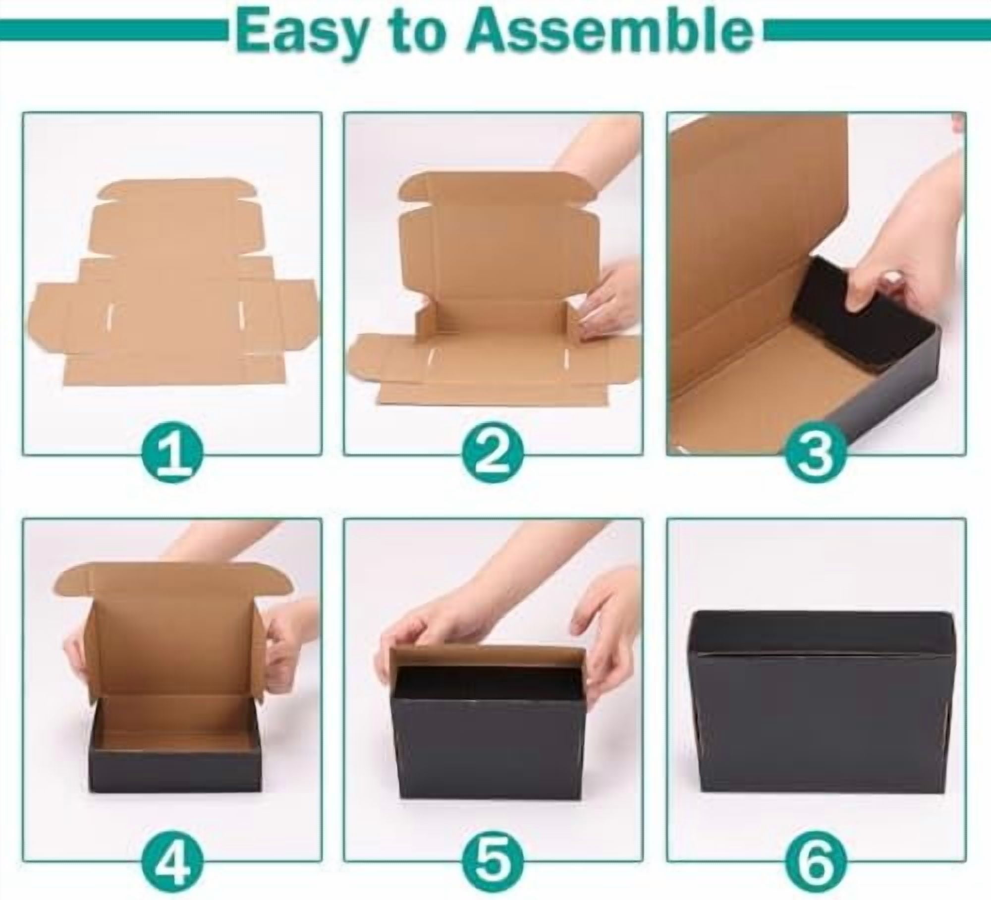 40 Pack 6x4x3 Shipping Boxes for Small Business, Black Packaging Cardboard Boxes, Moving Mailing Packing Box