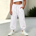 thumbnail image 2 of Wilark Girls Sweatpants with Pockets Running Casual Fashion Drawstring Elastic Waist Baggy Joggers for Kids White 12, 2 of 9