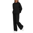 thumbnail image 5 of Zynoxe Womens Two Piece Sweatsuit Sets Solid Color Loose Crew Neck Long Sleeve Sweatshirt and Wide Leg Pants Lounge Sets for Daily Wear, 5 of 7