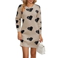 thumbnail image 3 of Sweater Dresses for Women Wrap Hip Slim Fit Pullover Sweaters Cute Heart Print Crew Neck Sweaters Shermie, 3 of 6