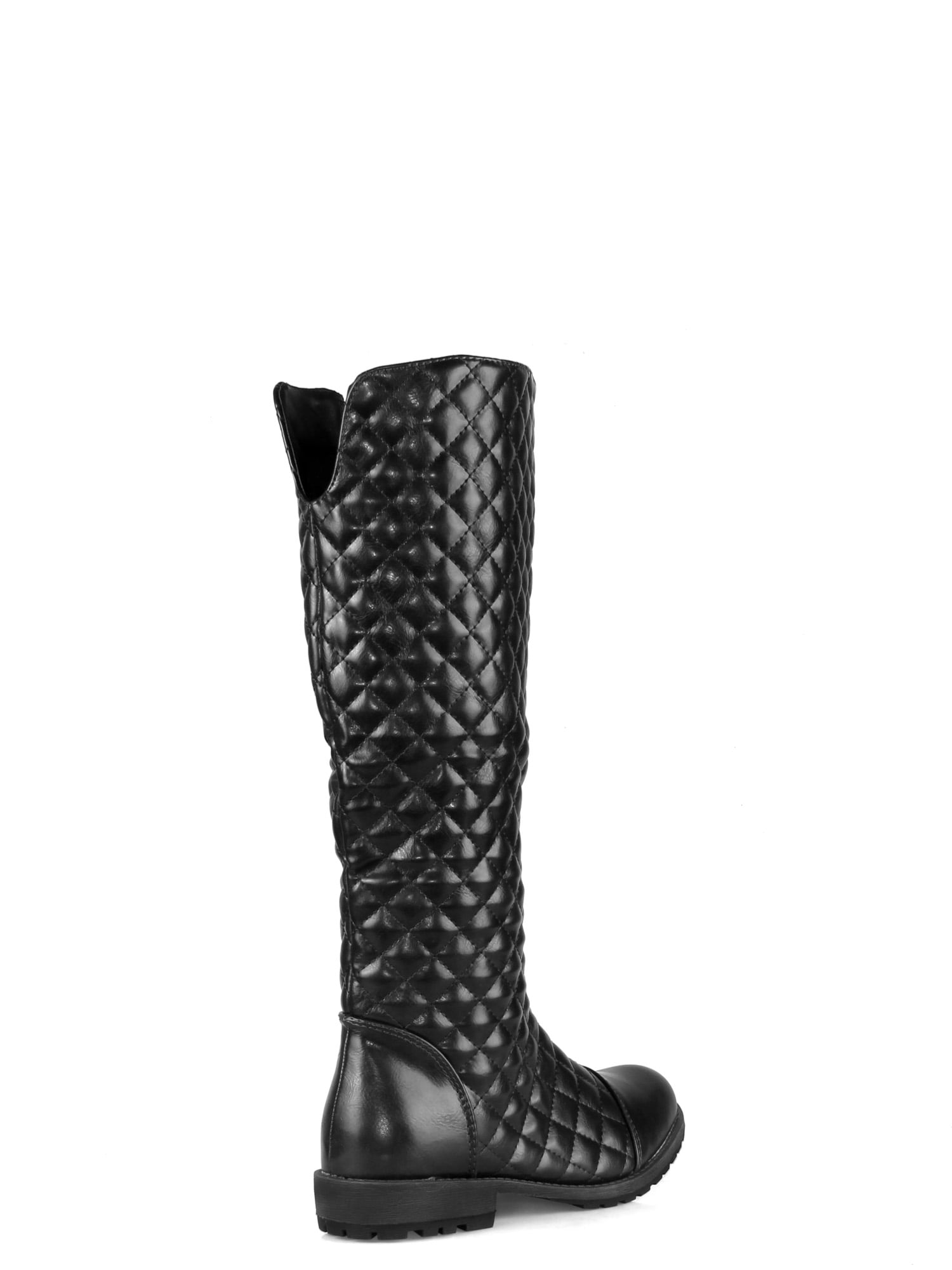 Nature Breeze Quilted Design Women's Riding Boots in Black, Size: 6