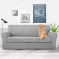 thumbnail image 2 of Latest Checkered 4 Pieces Couch Covers for 3 Cushion Couch Extra Large High Stretch Thickened Sofa Cover for Dogs Pets Anti Slip Furniture Protector Sofa Slipcovers (X Large, Light Gray Checkered), 2 of 7