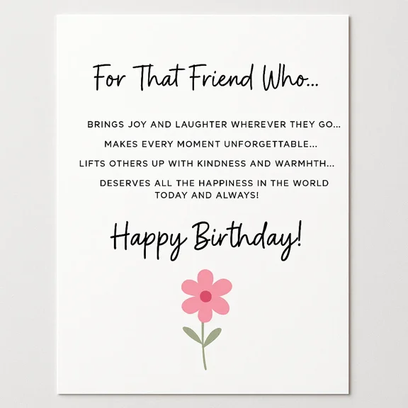 Birthday Card for Friends – Heartfelt Message with Floral Design – Blank Interior for Personal Wishes – Perfect for Celebrating Best Friends on Their Special Day