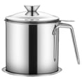 thumbnail image 1 of Bacon Grease Container with Strainer 3 L/105oz Stainless Steel Cooking Oil Keeper with Lid and Easy-Grip Handle Suitable for Storing Frying Oil and Cooking Grease, 1 of 10
