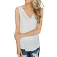 thumbnail image 4 of Summer Casual V-neck Shirt Sleeveless Solid Button Tank Top, 4 of 5