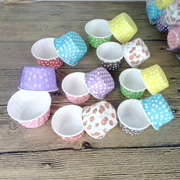GOOHOCHY 100 Pcs Paper Baking Cups for Cakes, , Desserts, Snacks, Teacup Style Baking Cases
