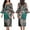 Green, variant on Summer Long-Sleeved Flared Sleeve Dress Crew-Neck Maxi Skirt Knee-Length Polynesian Custom Dress 2024 New Model