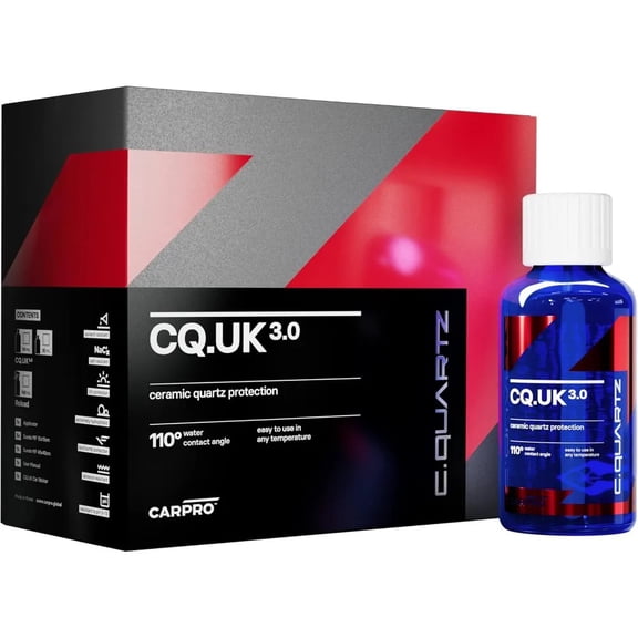CARPRO CQUARTZ UK 3.0 - Ceramic Coating for Cars, Quartz Based Nanotechnology, Bonds to Paint, Glass, Metal and Plastic - (50ml Kit)