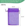 thumbnail image 3 of Bolsas de protección de frutas Uxcell 100 Pack - Bolsas de red para frutas de 4x6 pulgadas con cordón aplicables a plantas (Púrpura oscuro), 3 of 7
