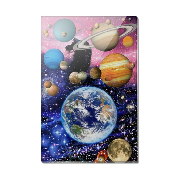 Planets Solar System Earth Nebula Rectangle Acrylic Fridge Refrigerator Magnet