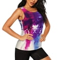 thumbnail image 2 of Gukieu Dual Skulls Colorful Fusion Print Women's Quick-drying Fitness Vest, Round Neck Sleeveless Fitness T-shirt, Suitable for Yoga, Sports-X-Large, 2 of 7