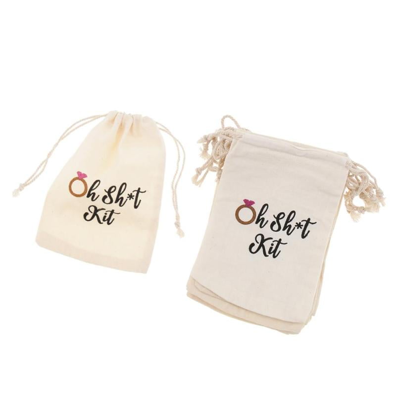 10Pcs Small Jewelry Pouches Cotton Gift Bags Wedding Favors Drawstring Linen 