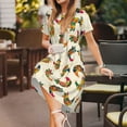 thumbnail image 3 of Naloa Boho Chicken Print Womens Summer A-Line Dress with Pockets,Short Sleeve Dresses,Flowy Beach Swing Dress for Vacation Travel, 3 of 6
