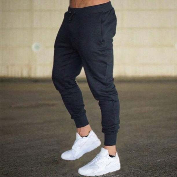 OmicGot Men's High Ribbed Cargo Workout Jogger Pants Slim Fit Running Gym  Sweatpants for Men with Zipper Pocket 
