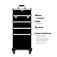 thumbnail image 3 of Neceser Maquillaje Profesional Cosmetiquera Para Maquillaje Portátil Estuche De Maquillaje 4 Niveles Carrito Organizador Con Ruedas Reforzado Cosmetiquera De Viaje (Negro Liso), 3 of 8
