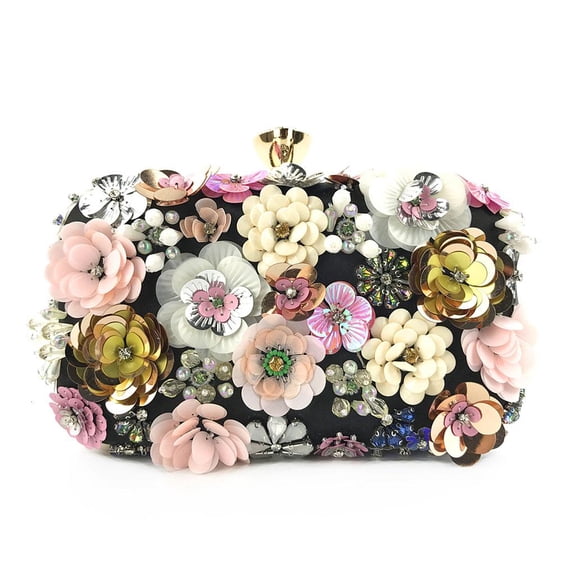 Giaone Womens Colorful Floral Evening Party Clutch Bag Retro Handbag Beaded Purse