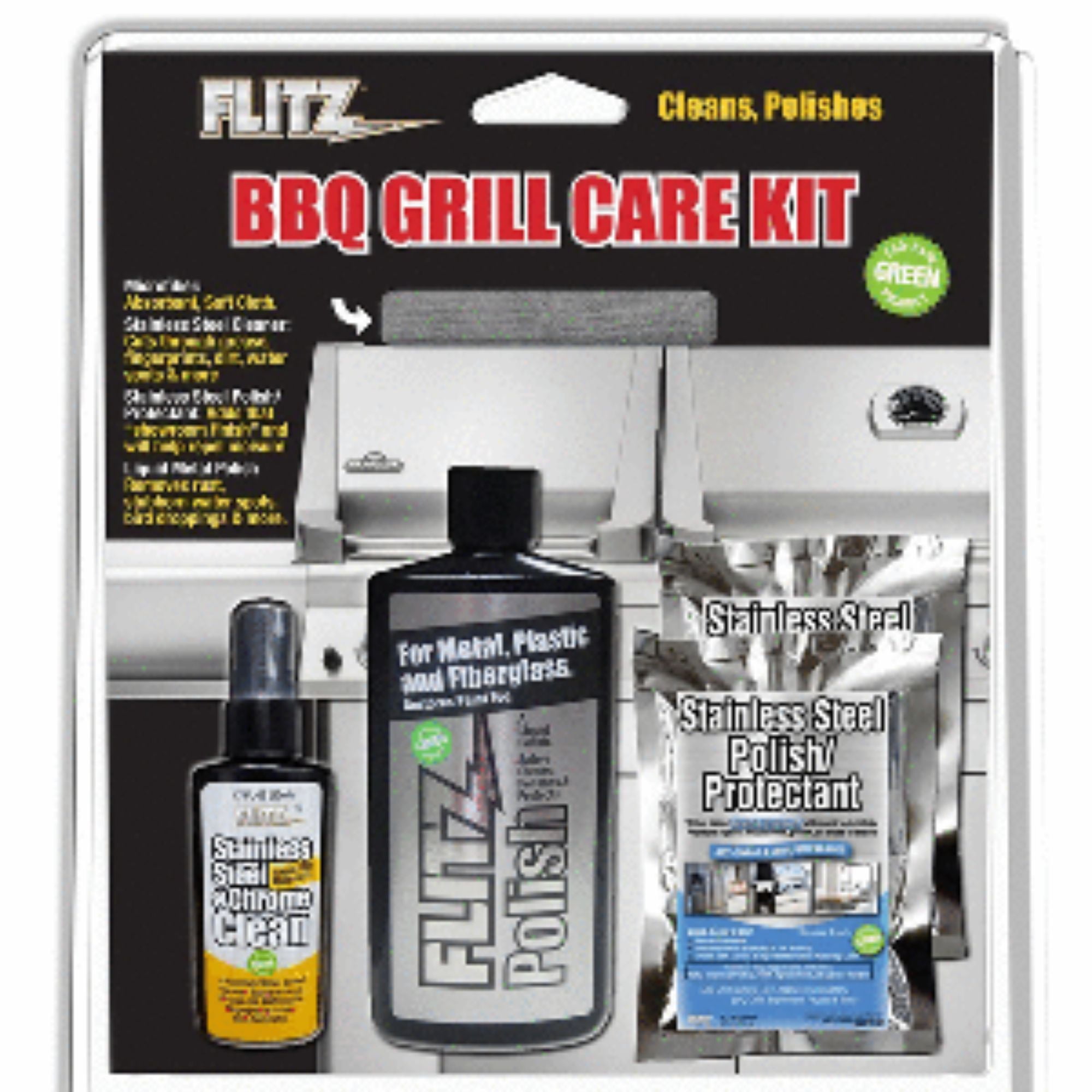 8" BBQ Grill Care Kit with Liquid Metal Polish, Cleaner, Polish