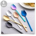 thumbnail image 2 of 6pcs Stainless Steel Sporks Fork Spoons Dual-use Dessert Fork Spoons Home Supplies, 2 of 6