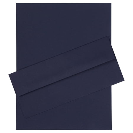 JAM Paper No. 10 Business Stationery Set, 4 1/8 x 9 1/2, Navy Blue, 50/Pack