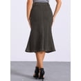 thumbnail image 3 of DARING DIVA Women's High Waisted A-Line Flared Midi Denim Skirt XL Dark Grey, 3 of 6