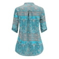 thumbnail image 6 of Haute Edition Women's Pattern and Solid 3/4 Roll Tab Sleeve Tunic Blouse Top, 6 of 7