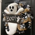 thumbnail image 5 of ITFABS Artificial Halloween Wreath, Cartoon Ghost Doll Wreath for Front Door, 5 of 5