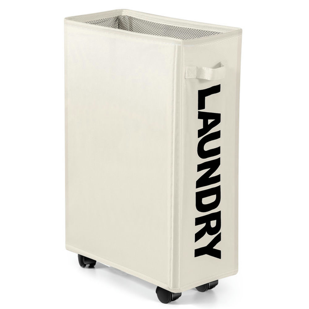 Finihen Laundry Hamper, Laundry Basket, 10 Gallon Slim Rolling Laundry Basket with Handle for Bathroom Dorm, Beige Finihen Laundry Hamper, Laundry Basket, 10 Gallon Slim Rolling Laundry Basket with Handle for Bathroom Dorm, Beige