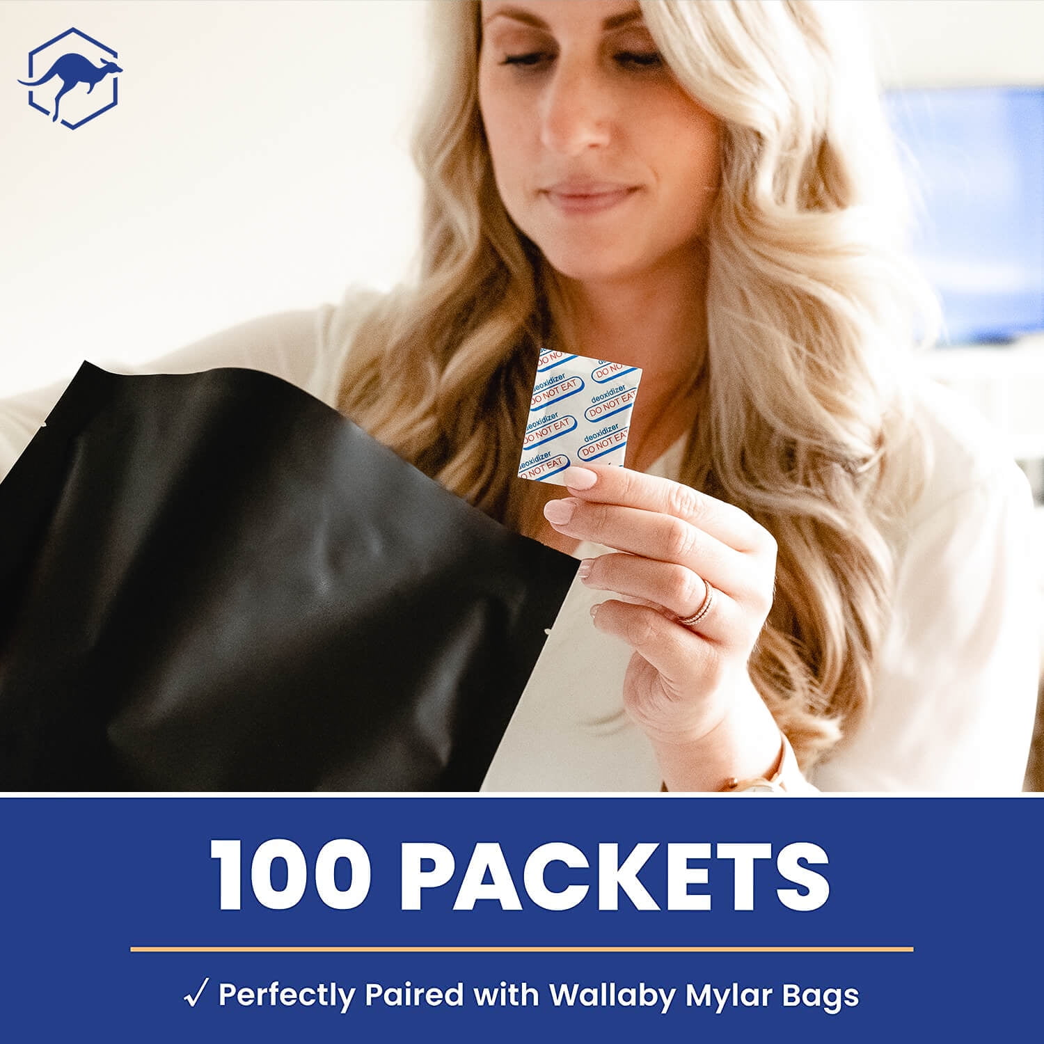 100 Wallaby 300cc Oxygen Absorbers - Vacuum Sealed in Ten Packs - Food Safe for Long-Term Food Prepping & Storage in Mylar Bags, Canning, Harvest Right Freeze Dried & Dehydrated Foods
