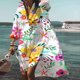 thumbnail image 2 of Vestido de manga larga con cuello en V para mujer Vestido con estampado floral Camisa irregular Vestido largo Odeerbi ODB112981, 2 of 9