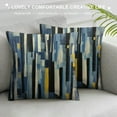thumbnail image 3 of JEUXUS  Abstract Stripes Throw Pillow Cover, Geometric Multicolor Stripes and Teals Ink Texture Decorative Pillow Cases Square Cushion Cover for Home Sofa Couch, 3 of 5