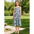 thumbnail image 2 of Aideaone Girls Summer Flowy Dress Spaghetti Straps Sleeveless A Line Printed Casual Sundress 6-12Y, 2 of 5