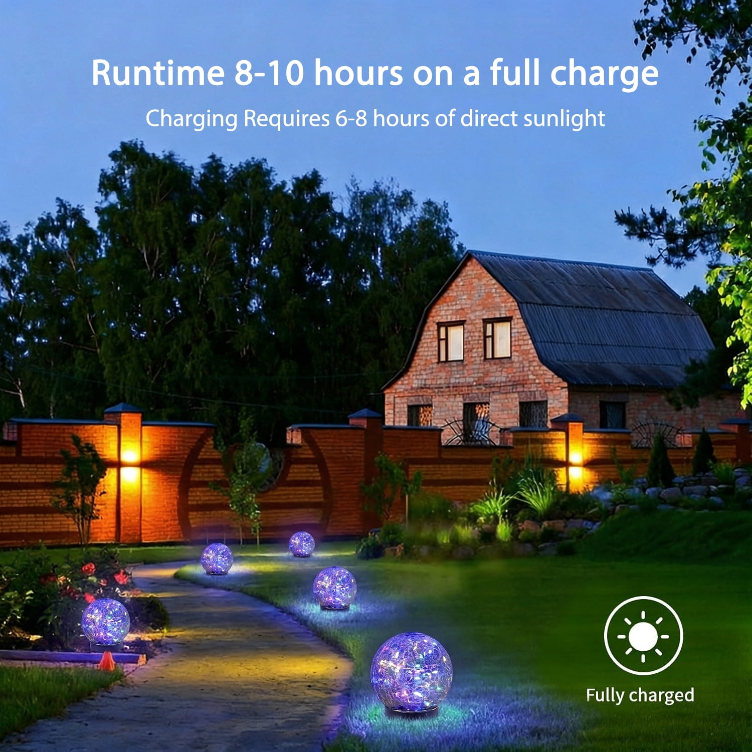 COWIN 4 Pack 3.9'' Solar Globe Lights Outdoor Waterproof ,30 LED Cracked Glass Globe Solar Power Ground Lights,Solar Orbs Outside-Outdoor Decorations Patio & Yard Lawn Backyard Decor(Multicolor)