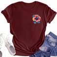 thumbnail image 3 of Lydiaunistar Hauts de Printemps pour Femmes Grande Taille Imprimé Vintage Humour Col Rond Manches Courtes T-Shirt - Mélange Polyester-Spandex Léger pour l'Été Vin, 3 of 3