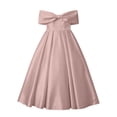 thumbnail image 5 of Rvusndi Flower Girl Dress Long Off Shoulder Dress Party Dress Solid Color Big Bow Summer Dresses Elegant Formal Evening Gown for Big Kids Wedding Graduation Dresses, 5 of 5