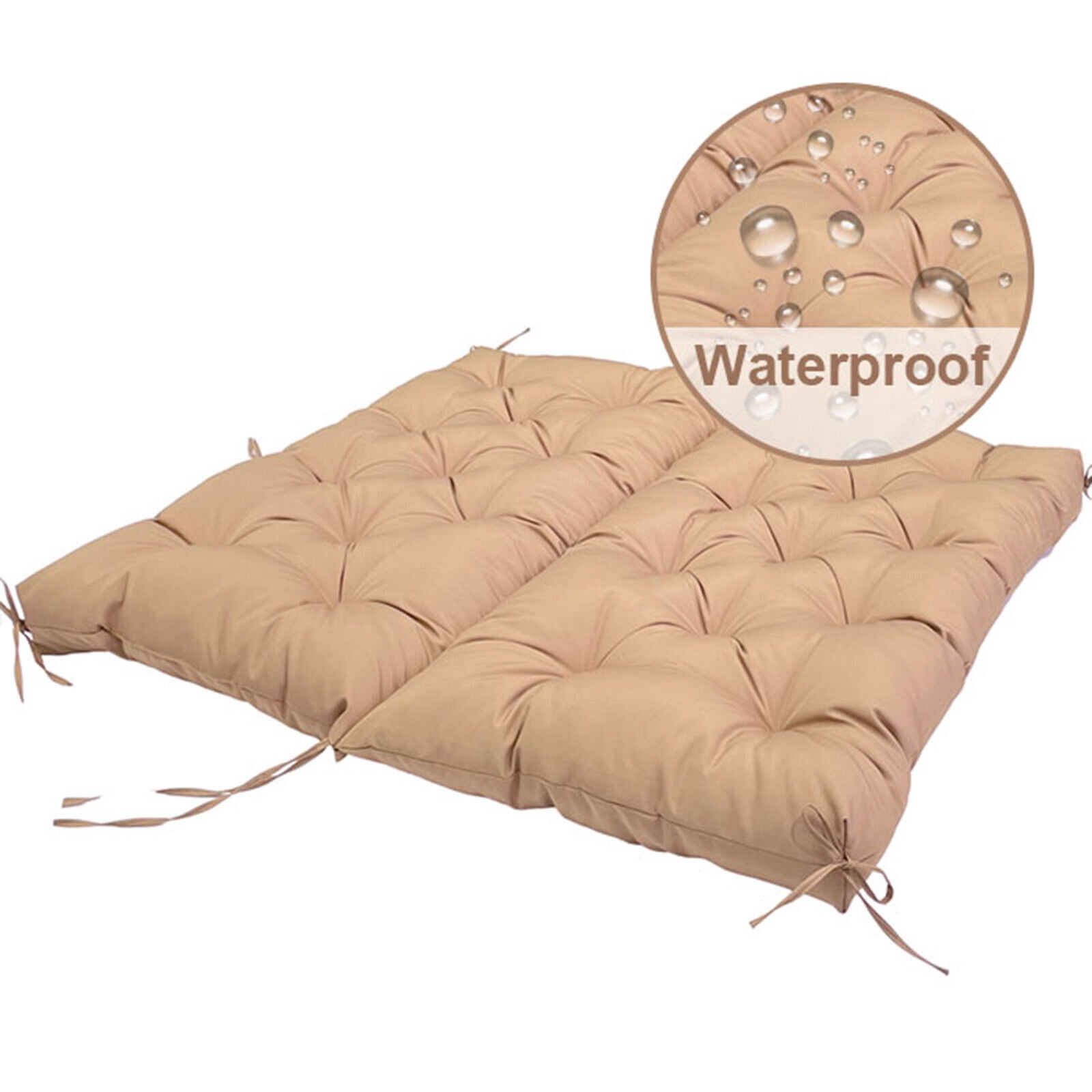 SHANNA Swing Cushion with Backrest and Ties, 4" Thick, Waterproof Cotton Seat Pad, Khaki