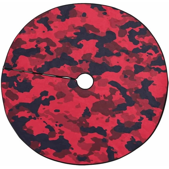 FMSHPON Red Urban Horizontal Camouflage Xmas Christmas Tree Skirt Stand Mat for Holiday Party Decoration Indoor Outdoor 48 inches
