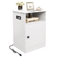 thumbnail image 3 of TC-Homeny Modern Nightstand with Charging Station, White, 3 of 11