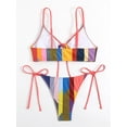 thumbnail image 6 of Women's Color Block Tie Side Bikini Sets Bathing Suits Two Piece Swimsuit, 6 of 7