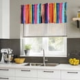 thumbnail image 4 of Colorful Striped Curtain Valances for Windows, Kitchen Valance Window Treatments Panel 2 Pack, Modern Rainbow Abstract Graffiti Art Rod Pocket Short Curtains for Bathroom Bedroom 54 x 18 Inch, 4 of 8
