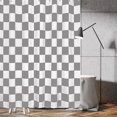 thumbnail image 4 of Checkerboard Grid Pattern Shower Curtain - White Grey Modern Design, Aesthetic Shower Curtain Sets Decoration, 71x71 Inch with Hooks, Perfect for Minimalist and Contemporary Bathrooms, 4 of 6
